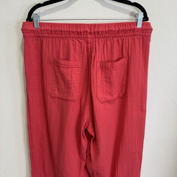 Old Navy Pants Womens Large Pink Gauzy Cotton Wide Leg Beachy Resort Summer Crop - Picture 9 of 15